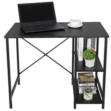 Load image into Gallery viewer, SUPER DEAL Computer Writing Desk Wood and Metal Study Desk with Shelves, PC Laptop Home Office Study Table,36 inches(Black)