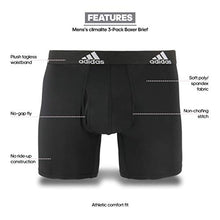 Load image into Gallery viewer, adidas Men's Performance Boxer Briefs Underwear (3-Pack), Black/Black Black/Black Black/Black, LARGE
