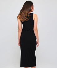 Load image into Gallery viewer, Eileen Fisher Scoop Neck F/L Dress Black Viscose Jersey SM