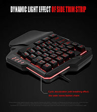 Load image into Gallery viewer, CHUNUO One-Handed Mechanical Gaming Keyboard, USB Wired Rainbow Letters Glowing Luminous with Wrist Rest, Gaming Keyboard Set (Keyboard + Ordinary Mouse)