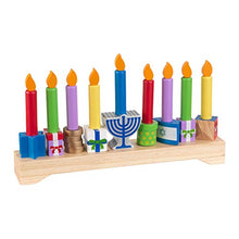 Load image into Gallery viewer, KidKraft Children's Wooden Menorah 10-Piece Set, Jewish Religious Hanukkah Play Toy, Gift for Ages 3+