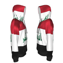 Load image into Gallery viewer, of a Iraq Flag Print Hoodies Kids 3D Print Sweatshirts Long Sleeve Pullover Hoodies with Pocket for Teen Boys and Girls Black