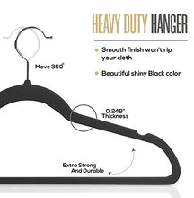 Load image into Gallery viewer, Utopia Home Premium Velvet Hangers - Pack of 50-360-degree rotatable Hook - Durable & Slim - Non Slip Hangers for Coat Hangers - Pant Hangers - Black
