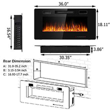 Load image into Gallery viewer, Tangkula 36 Inches Recessed Electric Fireplace, in-Wall & Wall Mounted Electric Heater with Adjustable Flame Color & Speed, Remote Control, Touch Screen, 750-1500W (36 Inches)