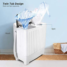 Load image into Gallery viewer, Portable Mini Twin Tub Washing Machine 17.6lbs, Washer(11lbs)&Spinner(6.6lbs), 35 mins MAX Washing Time, with Drain Hose, Inlet Water Hose, For Camping, Apartments, Dorms- TACKLIFE DSBP171