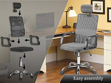 Load image into Gallery viewer, Halter Ergonomic Executive Mesh Office Chair with Headrest, Thick, Compact Seat Cushion, Smooth-Glide Wheels, Durable Chrome Base, Easy Assembly (Dark Gray)