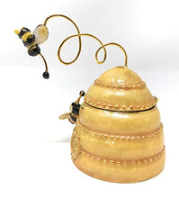 Load image into Gallery viewer, Kubla Craft Enameled Bees on Beehive Trinket Box, Accented with Austrian Crystals