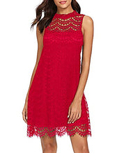 Load image into Gallery viewer, Romwe Women's Lace Sleeveless A Line Elegant Cocktail Evening Party Dress Red XS
