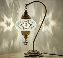 Load image into Gallery viewer, Demmex 2019 Turkish Moroccan Mosaic Table Bedside Night Tiffany Bedside Lamp for US Use, White