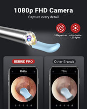 Load image into Gallery viewer, BEBIRDPRO Ear Wax Removal Tool with HD Camera and 6 LED Lights, Ear Wax Removal Tool Camera with IP67,Ear Camera and Wax Remover, for iOS, Android Phones, with Blackhead Vacuum R3 PRO Black