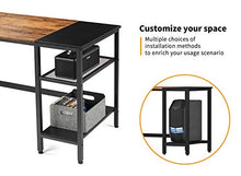 Load image into Gallery viewer, CubiCubi Computer Home Office Desk, 47 Inch Small Desk Study Writing Table with Storage Shelves, Modern Simple PC Desk with Splice Board, Rustic Brown and Black