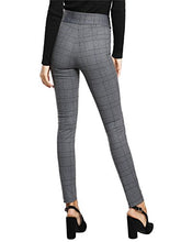 Load image into Gallery viewer, SweatyRocks Women's Casual Skinny Leggings Stretchy High Waisted Work Pants Elastic Waisted Plaid Small