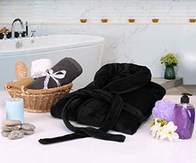 Load image into Gallery viewer, NY Threads Luxurious Mens Shawl Collar Fleece Bathrobe Spa Robe (Small/Medium, Black)
