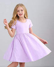 Load image into Gallery viewer, Stelle Toddler/Girls Short Sleeve Casual A-Line Twirly Skater Dress for School Party 3-12 Years (Blue (Stripe Style), 5Years)