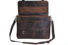Load image into Gallery viewer, KomalC 16 Inch Retro Buffalo Hunter Leather Laptop (Fits upto 15.6 Inch Laptop) Messenger Bag Office Briefcase College Bag (Distressed Tan)