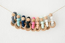 Load image into Gallery viewer, Babe Basics, Teething Rattle for Babies, Natural Wood & BPA-Free Silicone Teether - Grey Clouds