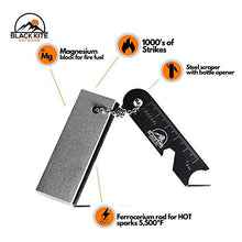 Load image into Gallery viewer, Black Kite Outdoor XL Survival Mylar Thermal Space Blankets (5 -Pack) + Magnesium Flint Block & Striker Fire Starter Designed to Retain Heat, Outdoors, Hiking, Camping, First Aid, Marathon, Emergency