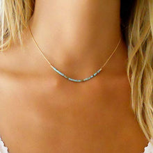 Load image into Gallery viewer, Handmade Gold Bar Necklace With Turquoise Beads