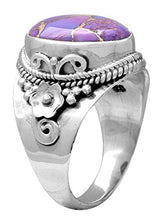 Load image into Gallery viewer, YoTreasure 10x14MM Purple Copper Turquoise Ring 925 Sterling Silver Gemstone Jewelry