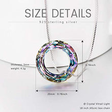 Load image into Gallery viewer, Christmas Birthday Jewelry Gift for Her, Circle Crystal Pendant Necklace for Women with Swaovski Element 925 Simple Dainty Sterling Silver Necklace(Dia 0.78'' Circle Purple)
