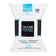 Load image into Gallery viewer, DUDE Face & Body Wipes (3 Packs, 30 Wipes Each) Unscented for Sensitive Skin Infused with Refreshing Sea Salt & Soothing Aloe, Moisturizing Face Cleansing Cloths for Men