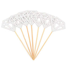 Load image into Gallery viewer, Pack of 40 Cupcake Toppers Silver Glitter Diamond Toppers Dessert Cake Decoration for Wedding Birthday Party