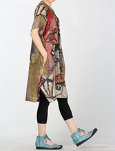 Load image into Gallery viewer, Mordenmiss Women's Summer Abstract Printing Baggy Dress with Pockets M Brown