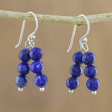 Load image into Gallery viewer, NOVICA Lapis Lazuli .925 Sterling Silver Beaded Earrings, Midnight Mood'