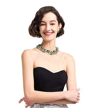 Load image into Gallery viewer, Green Statement Necklace and Earrings Set with Rhinestone for Women Costume Prom Party Big Chunky Jewelry Sets