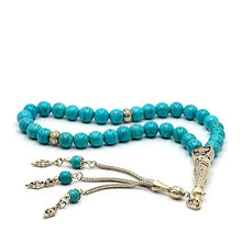 Load image into Gallery viewer, ALBATROSART -New Turquoise Collection- (8 mm 33 Beads) Worry Beads-Prayer Beads-Tesbih-Tasbih-Tasbeeh-Misbaha-Masbaha-Subha-Sebha-Sibha-Rosary (Sphere Turquoise Natural Stone)