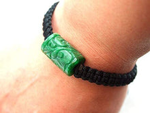 Load image into Gallery viewer, Green Jade Unisex Genuine Adjustable Black Stretchy Good Luck Bracelet for Woman Men Teen Gift for Graduation Back to School Teacher Father 's Day Birthday Gift