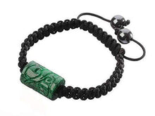 Load image into Gallery viewer, Green Jade Unisex Genuine Adjustable Black Stretchy Good Luck Bracelet for Woman Men Teen Gift for Graduation Back to School Teacher Father 's Day Birthday Gift