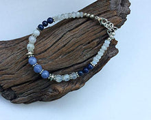 Load image into Gallery viewer, Natural Celestite bracelet, White blue gem bracelet, Moonstone Lapis celestite handmade bracelet