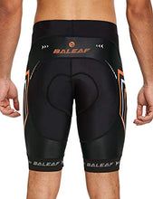 Load image into Gallery viewer, BALEAF Men's Cycling Shorts 3D Padded Bicycle Riding Pants Bike Tights UPF 50+ Black/Orange Size XXL