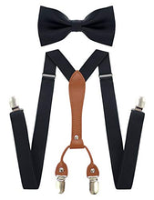 Load image into Gallery viewer, RBOCOTT Burgundy Suspender and Silk Bow Tie Sets for Men (Burgundy)