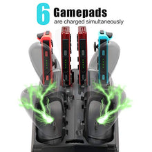 Load image into Gallery viewer, Controller Charger for Nintendo Switch, Charging Dock for Nintendo Switch 4 Joy-Cons, 4 Pro Controllers and 2 Poke Ball Plus Controllers, Storage Rack for Nintendo Switch, Holder for 8 Switch Games