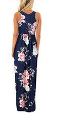Load image into Gallery viewer, ZZER Women's Sleeveless Floral Racerback Loose Swing Casual Tunic Beach Long Maxi Dresses with Pockets (C3052RoyBlue,L)