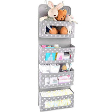 Load image into Gallery viewer, Vesta Baby Over the Door Hanging Organizer - Unisex Space-Saving 4-Pocket Storage Solution for Closet, Children's Room, Nursery - Clear-Window Caddy - 2 Utility Pockets for Small Items and Accessories