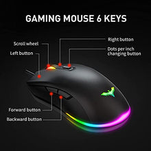 Load image into Gallery viewer, havit Wired Gaming Keyboard Mouse Combo LED Rainbow Backlit Gaming Keyboard RGB Gaming Mouse Ergonomic Wrist Rest 104 Keys Keyboard Mouse 4800 DPI for Windows & Mac PC Gamers (Black)