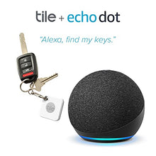Load image into Gallery viewer, Tile Mate 4-Pack -Bluetooth Tracker,Keys Finder and Item Locator for Keys,Bags and More;Water Resistant with 1 Year Replaceable Battery with New Echo Dot 4th Gen Smart Speaker Alexa Charcoal