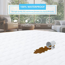 Load image into Gallery viewer, Queen Waterproof Mattress Protector, Breathable Noiseless Mattress Cover, Deep Pocket Fit Up to 21 Inches, Quilted Alternative Filling Mattress Pad Cover (White)