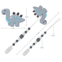Load image into Gallery viewer, Slotic Baby Teething Toys, Dinosaur Teether Pain Relief Toy with Pacifier Clip Holder Set for Newborn Babies, Freezer Safe Neutral Shower Gift, Soft & Textured Stocking Stuffers for Boy and Girl