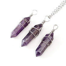 Load image into Gallery viewer, Natural Amethyst Gemstone Pendant Necklace Healing Crystal Reiki Chakra Gem Stones 18 Inch (1pc) Women Girls Men Gifts GGP-E4