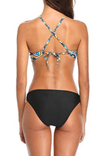Load image into Gallery viewer, beautyin Tribal Bikini Swimsuit Set Two Piece Padded Bikinis Crossback for Women
