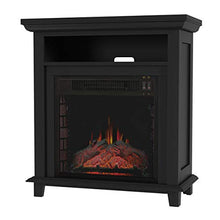 Load image into Gallery viewer, Northwest 80-FPWF-3 Electric Fireplace TV Stand– 29” Freestanding Console with Shelf, Faux Logs and LED Flames, Space Heater Entertainment Center (Black)