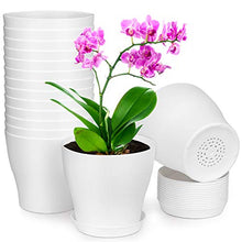 Load image into Gallery viewer, HOMENOTE Plant Pots, Set of 15 Plastic Planters with Multiple Drainage Holes and Tray 6 inch Indoor Plant Pot for All Home Garden Flowers Succulents (White)