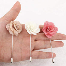 Load image into Gallery viewer, HANPABUM 20 Pieces Men's Lapel Pins Handmade Camellia Flower Boutonniere Stick for Suits Wedding