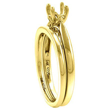 Load image into Gallery viewer, 14k Yellow Gold Diamond Genuine Malachite Solitaire Engagement Ring Set 2 Piece Round 5mm, size 8.5