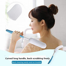 Load image into Gallery viewer, MagiDeal Vinyl Quote Me Long Anti-Slip Curve Handled Bath Body Brush, Easy Reach for Seniors, Suitable for Elderly/Pregnant Aid Bathing & Shower, Blue, 15.35"