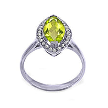 Load image into Gallery viewer, Galaxy Gold 14k Solid Gold Halo Design Ring 4887 with 2.15 Carat(CTW) Natural Diamonds and Marquis Peridot (White-Gold, 6)